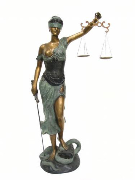 Bronze Large Scale Lady Justice Sculpture Blind Woman Artwork Scales